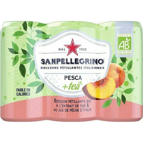 San Pellegrino Boisson gazeuse saveur pêche et thé 6 x 25 cl