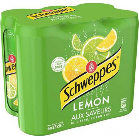 Schweppes Lemon Boisson gazeuse au citron 33cl (pack de 6)