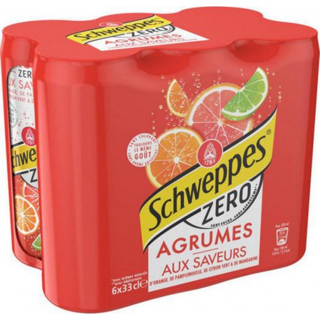 Schweppes Agrum’ Zéro 33cl (lot de 4 packs de 6 soit 24 canettes)