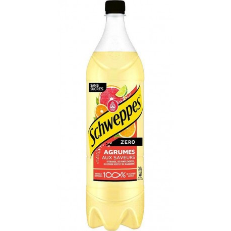 SCHWEPPES Boisson gazeuse aux saveurs 4 agrumes sans sucres 1,5L