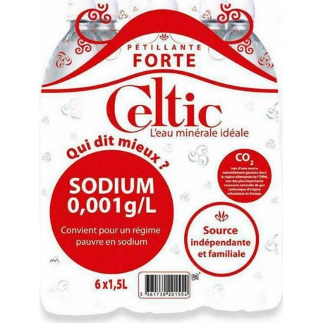 CELTIC Eau minérale gazeuse 6 x 1,5 L (pack de 6)