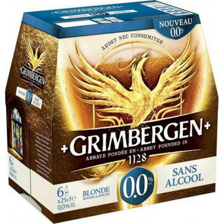 Grimbergen Bière blonde 0.0° sans alcool 25cl (pack de 6)