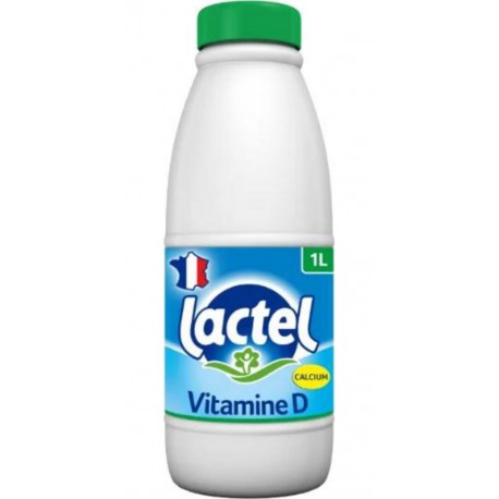 Lait Lactel Vitamine D écrémé 1L (lot de 6 bouteilles)