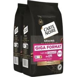 GIGA FORMAT CARTE NOIRE Café en grains Classique 100% arabica (les 2 paquets de 1kg)