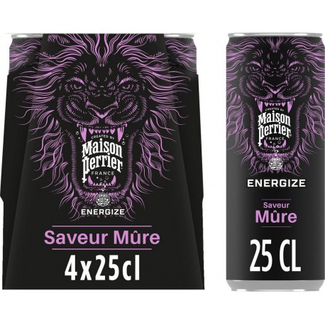PERRIER Boisson Énergisante Saveur Mûre 4x25cL (pack de 4)