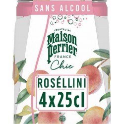 Perrier Eau Gazeuse Aromatisée Roséllini Sans Alcool 25cl (pack de 4)